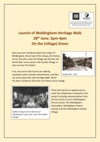 Woldingham Heritage Walk poster for launch on 28th June 2025